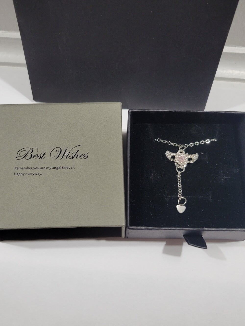 Silver Pink Butterfly Necklace - Women Jewelry NIB